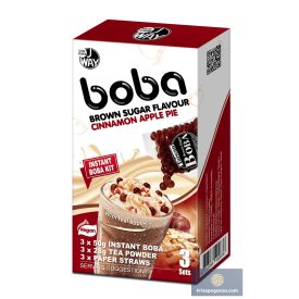   JWAY Boba Brown Sugar Cinnamon Apple Pie fahéjas almás pite ízű Boba tea készítő 3db-os szett 234g