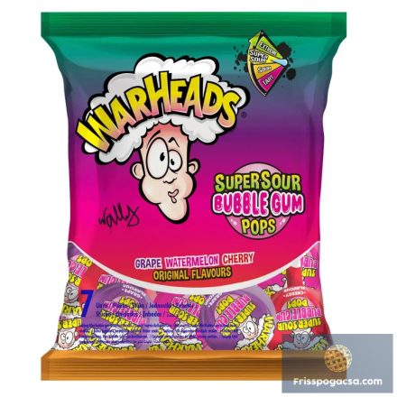 Warheads Bubble Gum Pops savanyú nyalóka csomag 105g
