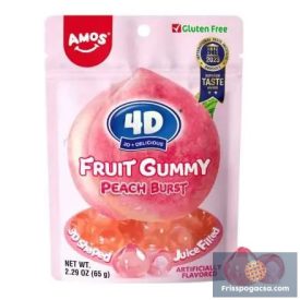   Amos 4D Juicy Peach folyékony baracklével töltött gumicukor 65g