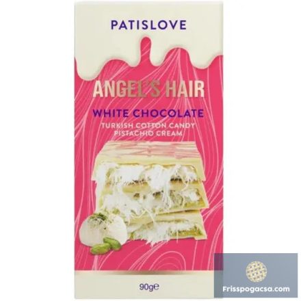 Patislove Angels Hair White Chocolate pisztáciakrémmel és vattacukorral töltött Dubia fehér csokoládé 90g
